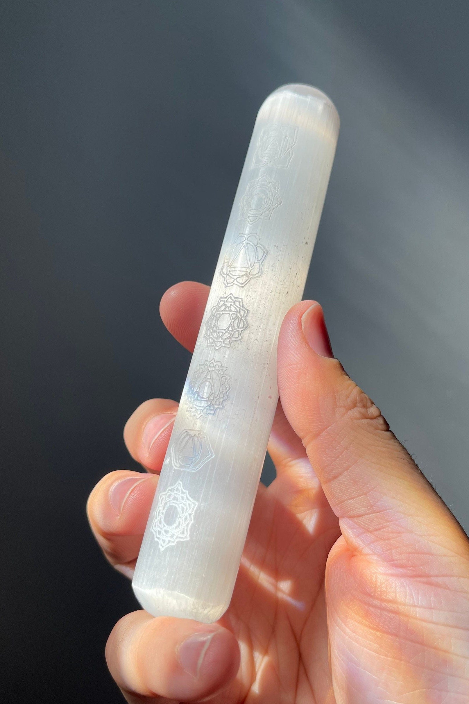 Beautiful Satin Spar (Selenite) Chakra Wand | Very Shiny | Purifying