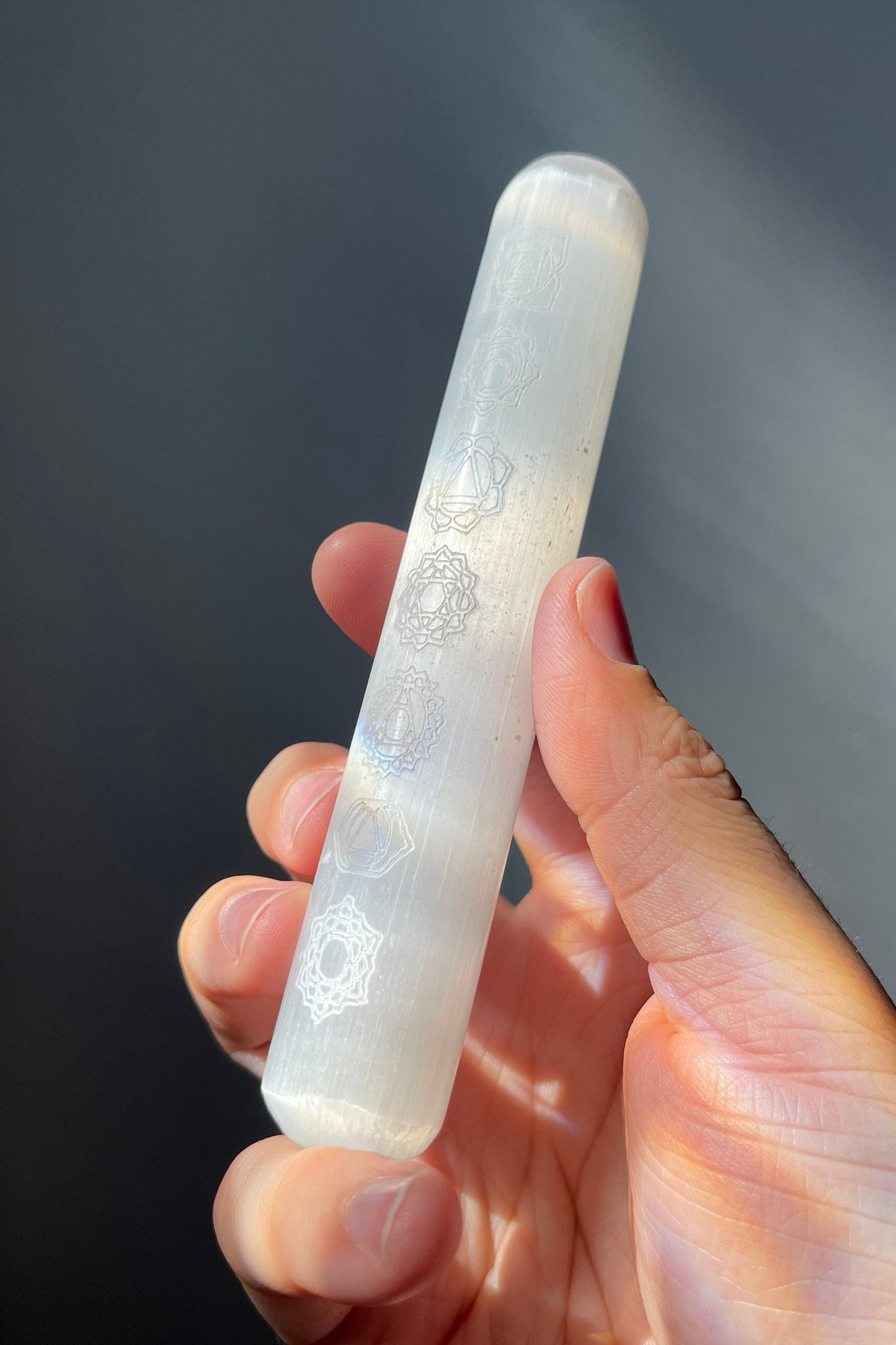 Beautiful Satin Spar (Selenite) Chakra Wand | Very Shiny | Purifying