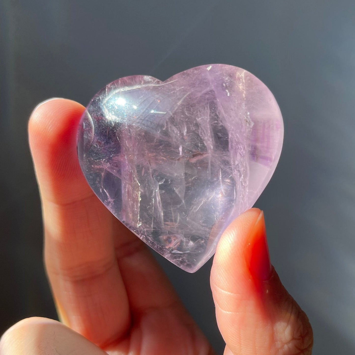 Gorgeous Amethyst Heart | Rainbows | Hand Carved | High Quality