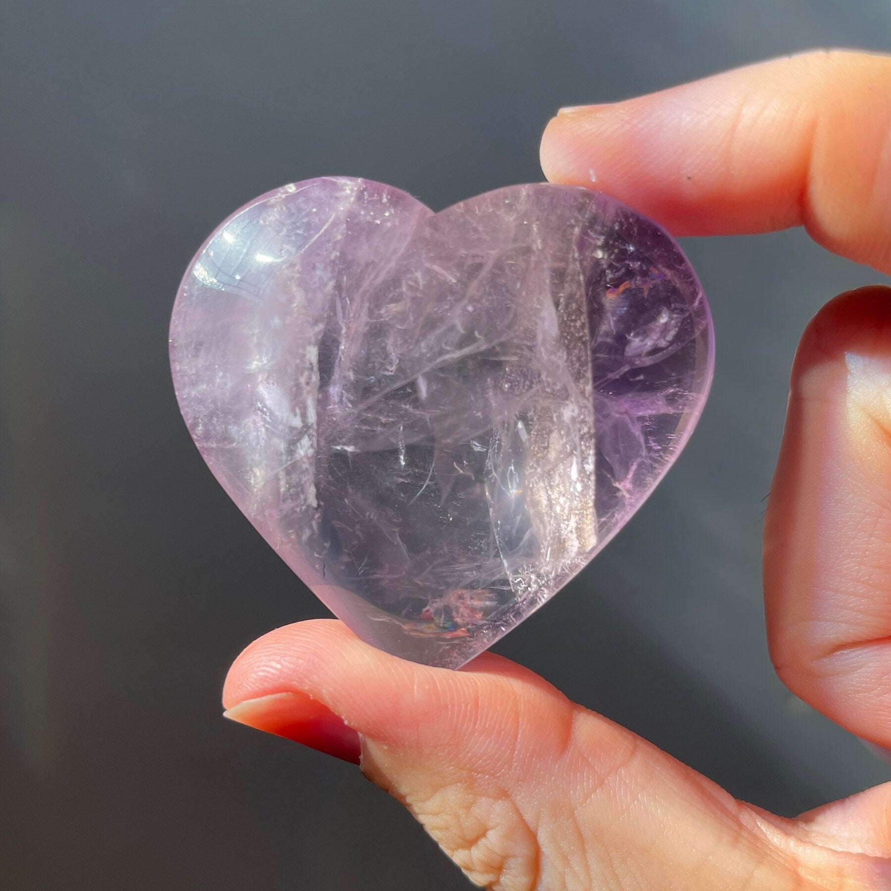 Gorgeous Amethyst Heart | Rainbows | Hand Carved | High Quality