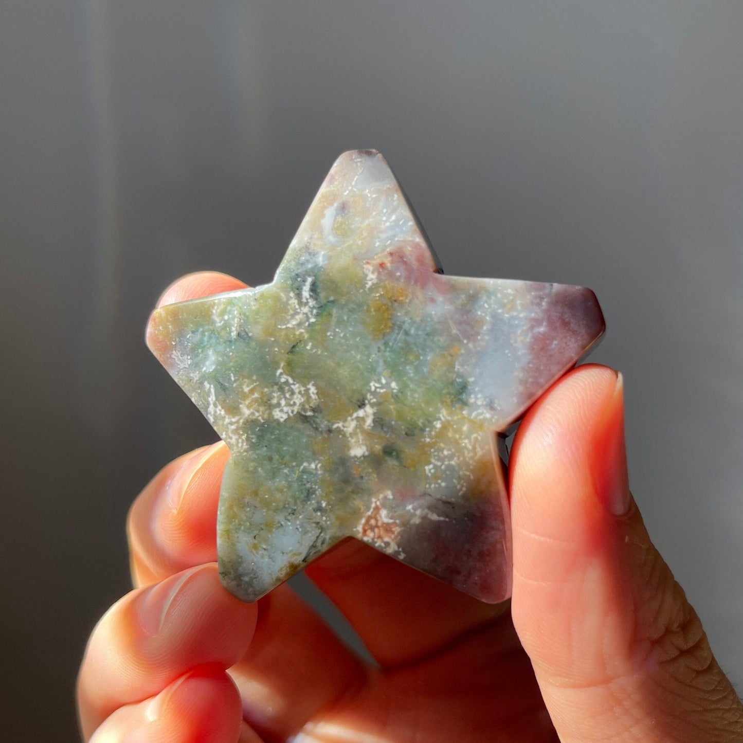 Sea Jasper Star with Druzy | Hand Carved | Crystal Healing