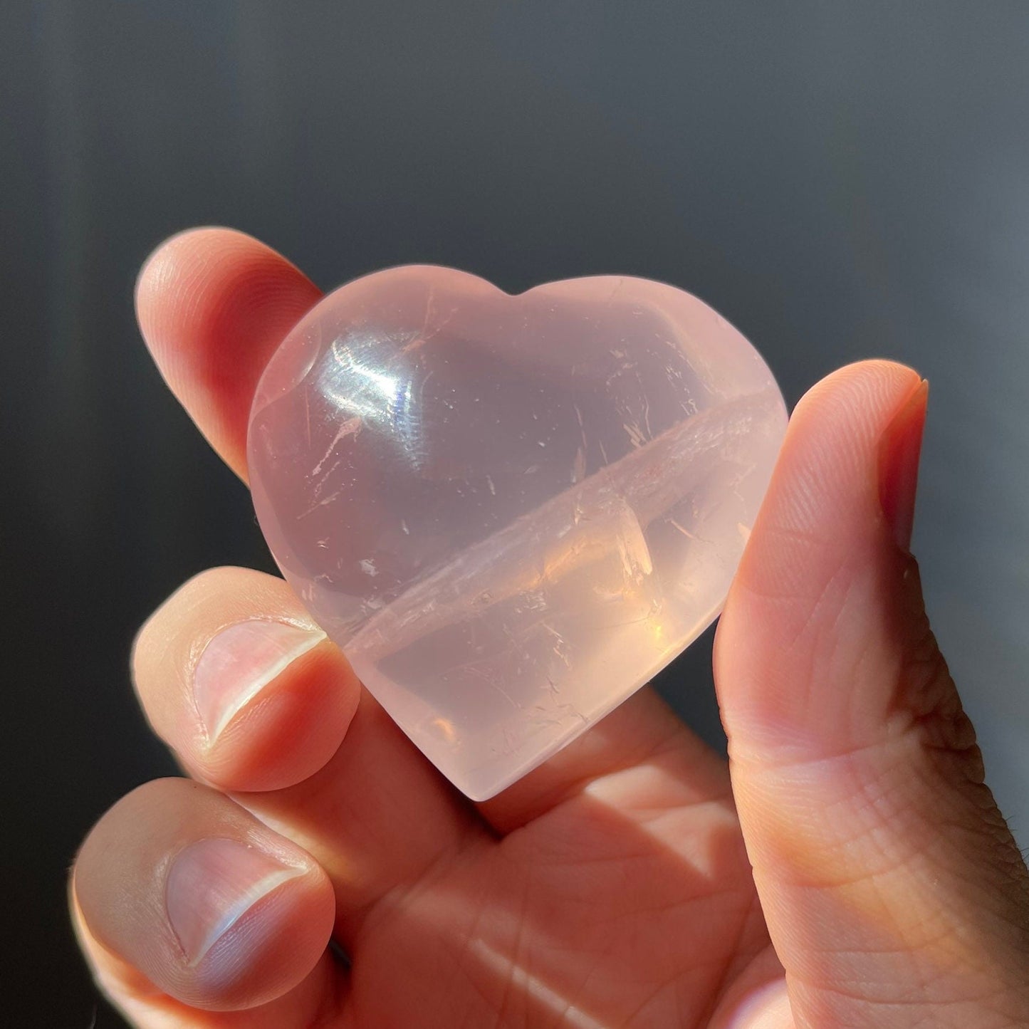 Stunning High Quality Star Rose Quartz Heart | Rainbows | Translucent | Hand Carved