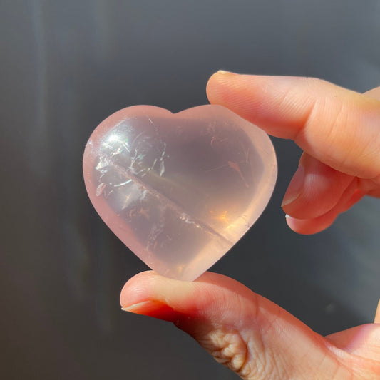 Stunning High Quality Star Rose Quartz Heart | Rainbows | Translucent | Hand Carved