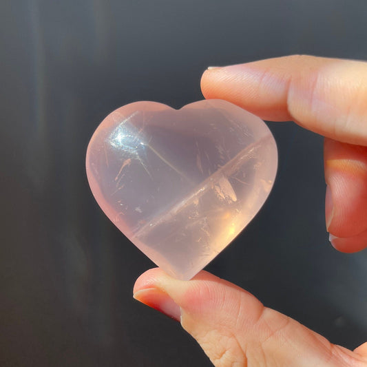 Stunning High Quality Star Rose Quartz Heart | Rainbows | Translucent | Hand Carved