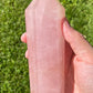Large Rose Quartz Double Terminated Crystal Tower | Double Point | Hand Carved | Meditation & Healing Crystal Wand
