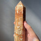 Amber Flower Agate Tower with Druzy | Clear Quartz Inclusions | Large Tower
