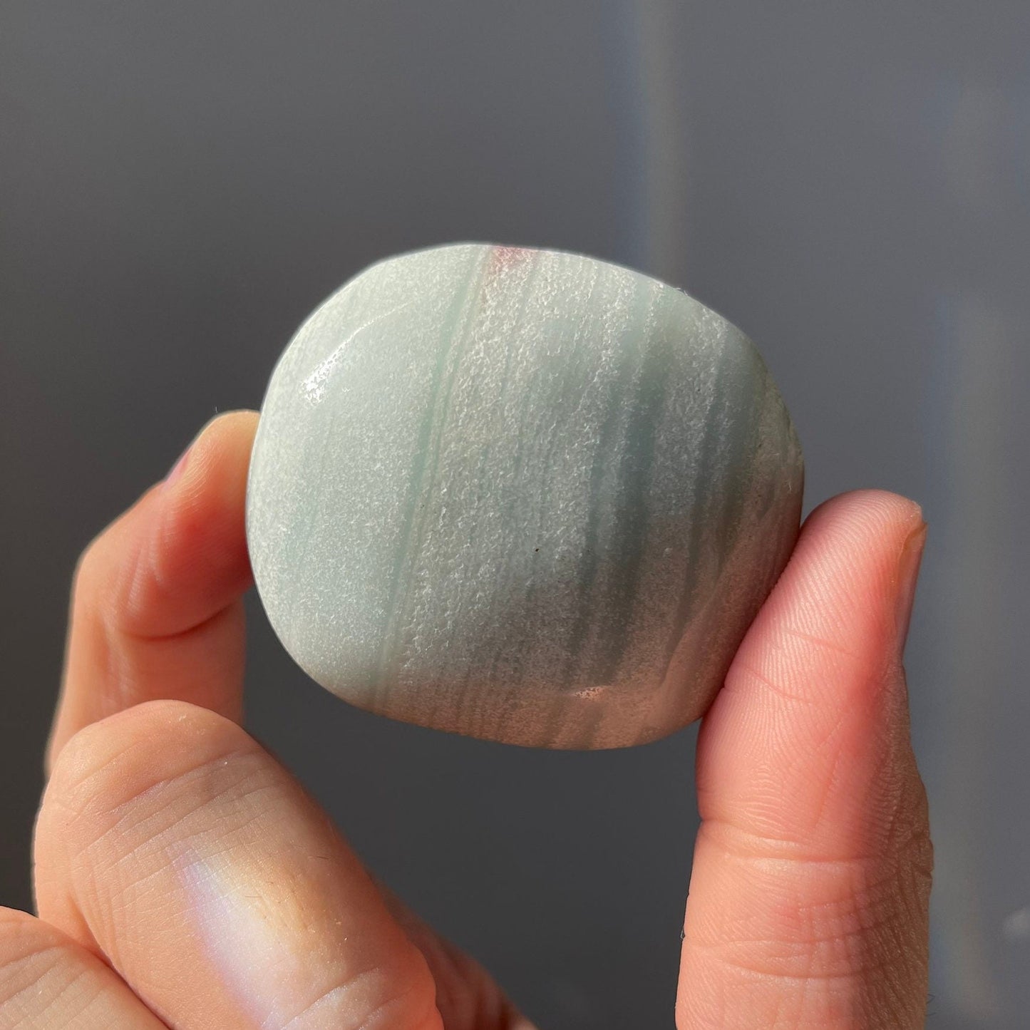 Blue Aragonite Palm Stone | Hand Carved | Meditation & Home Décor