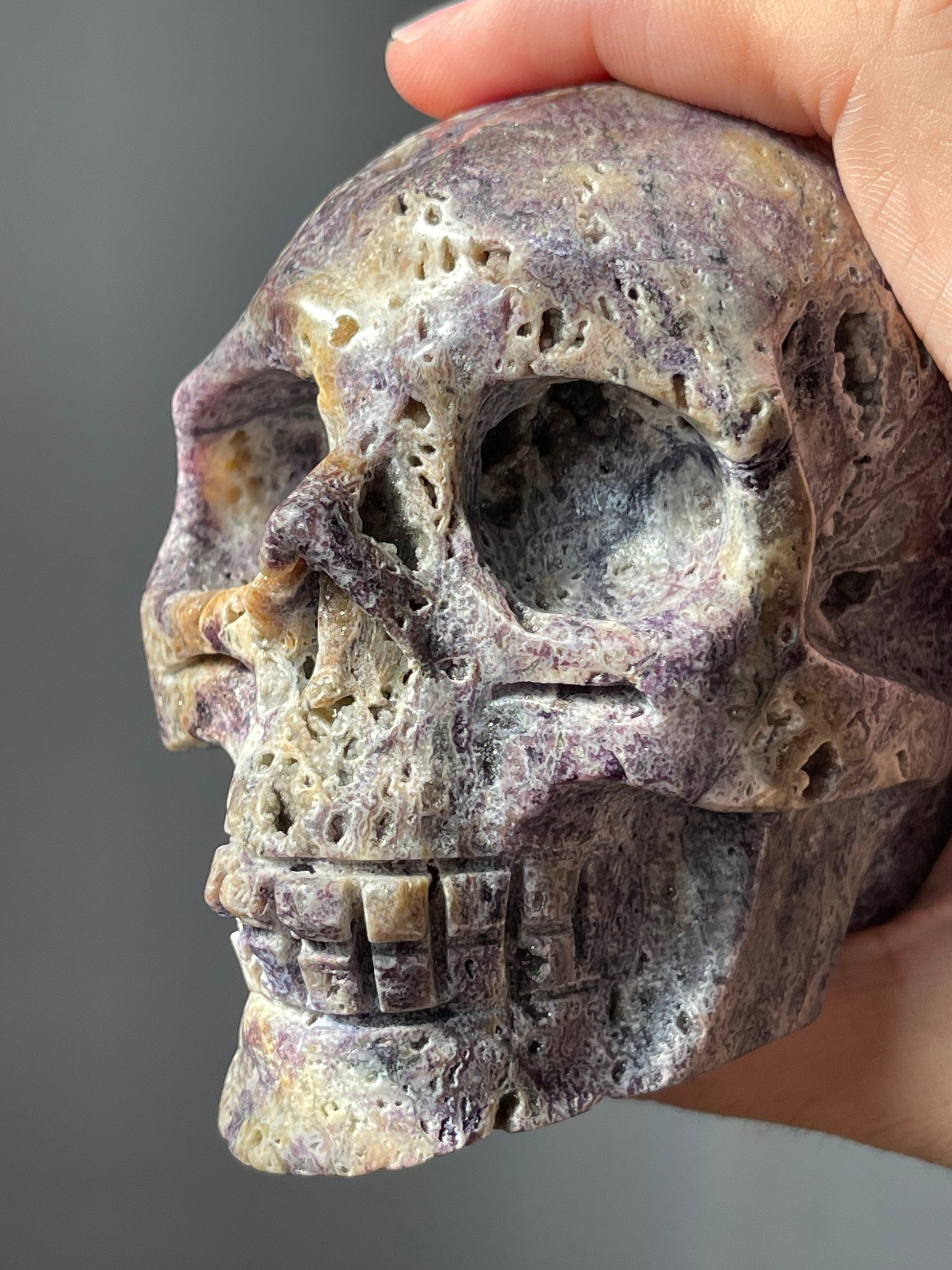 Beautiful Purple Sphalerite Crystal Skull | Hand Carved | Meditation Crystal