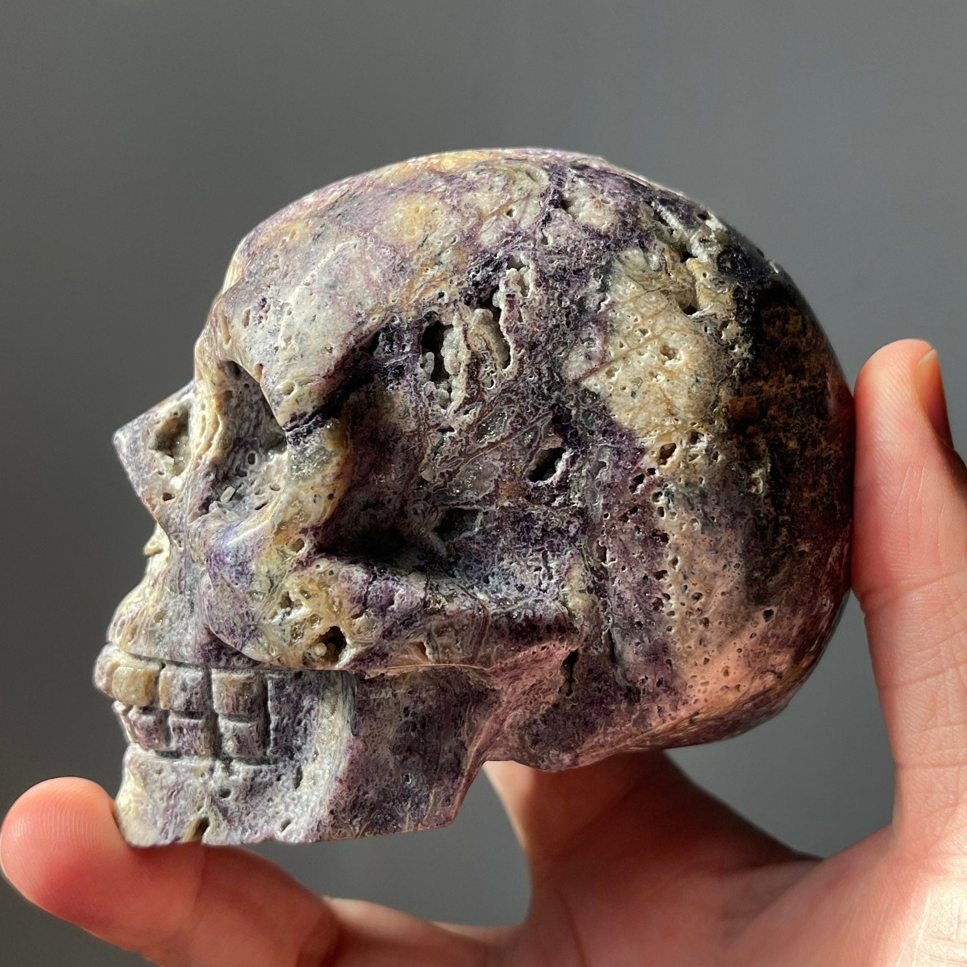 Beautiful Purple Sphalerite Crystal Skull | Hand Carved | Meditation Crystal