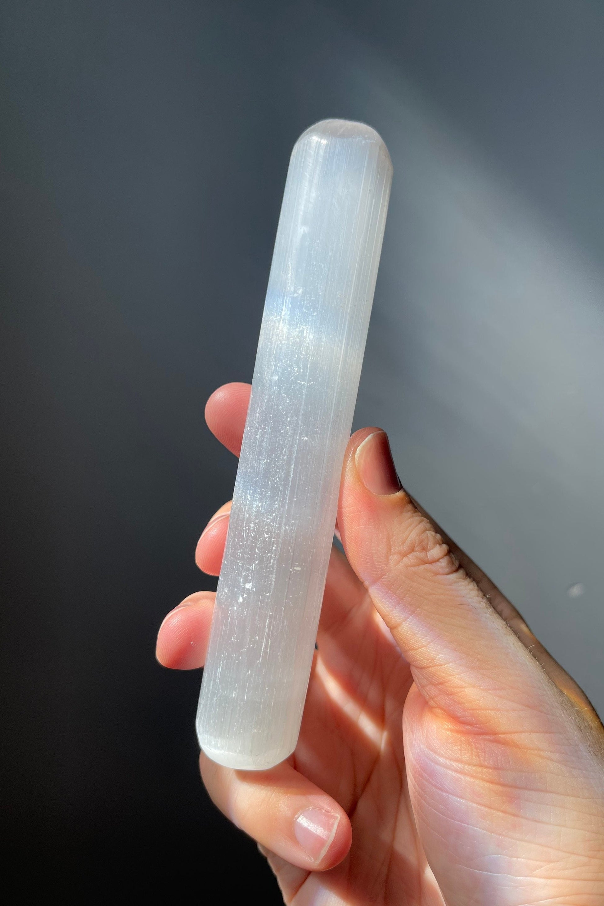 Beautiful Satin Spar (Selenite) Chakra Wand | Very Shiny | Purifying