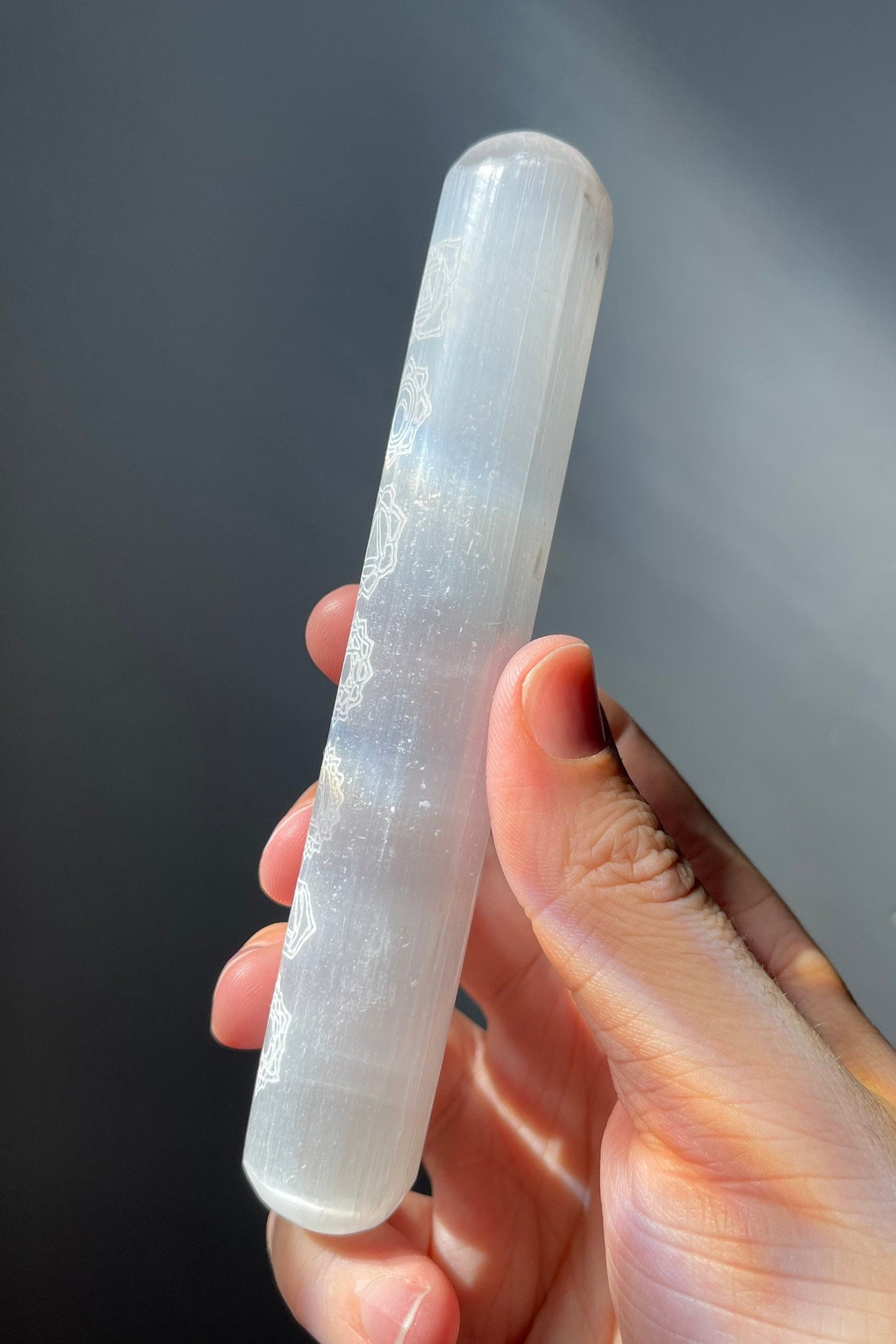 Beautiful Satin Spar (Selenite) Chakra Wand | Very Shiny | Purifying