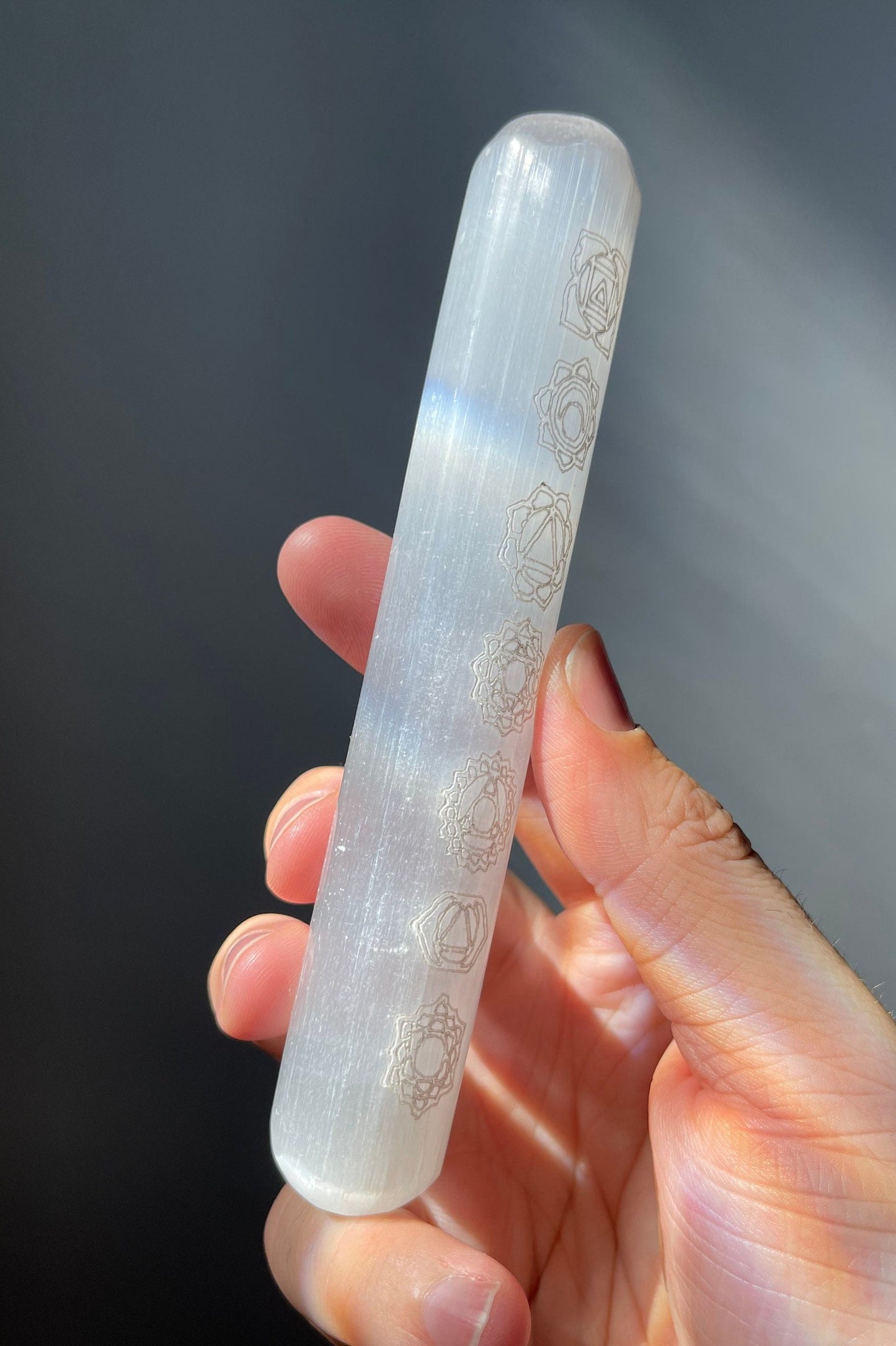 Beautiful Satin Spar (Selenite) Chakra Wand | Very Shiny | Purifying