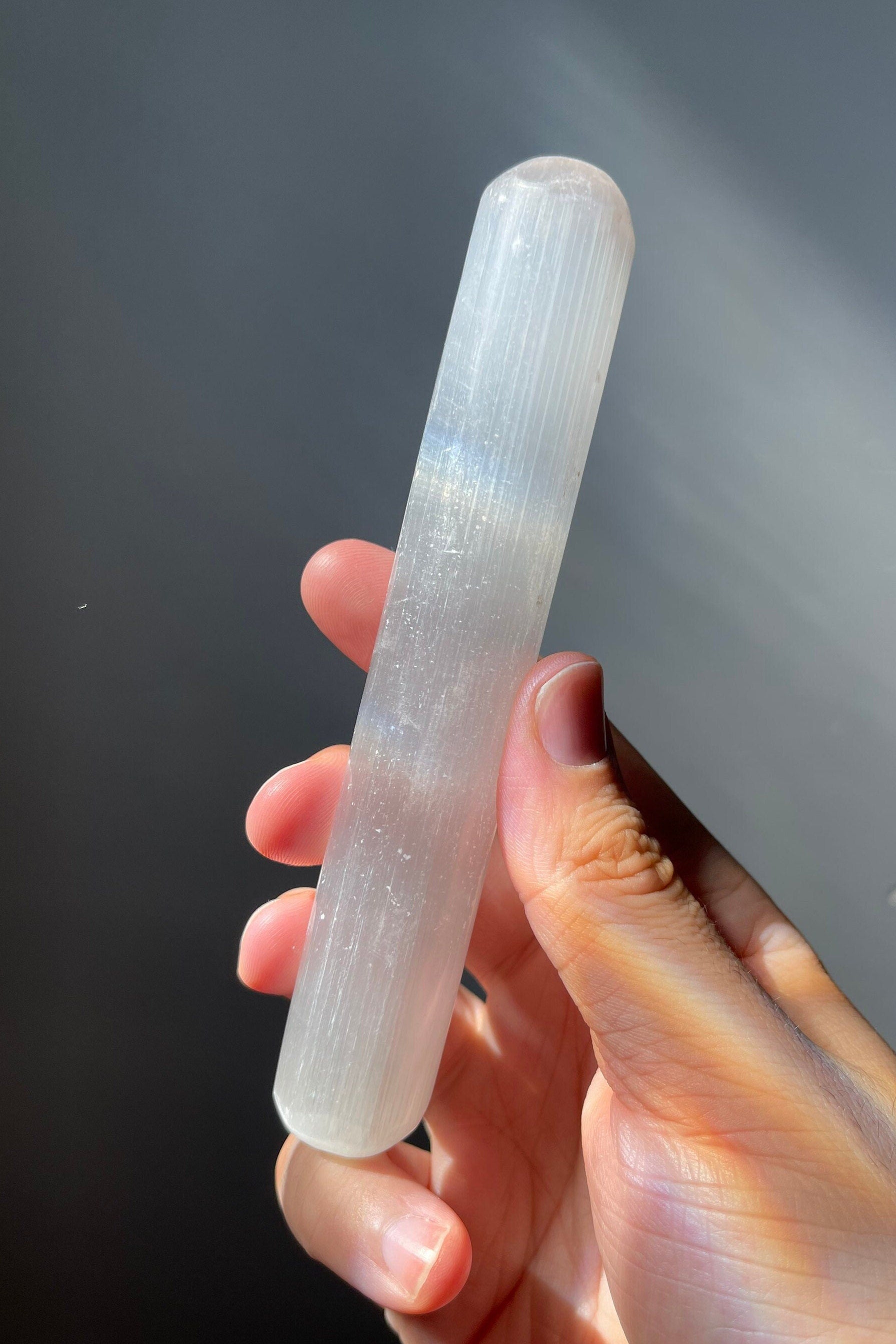 Beautiful Satin Spar (Selenite) Chakra Wand | Very Shiny | Purifying