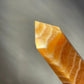 Tall Orange Calcite Crystal Tower | White Banding | Crystal Point | Crystal Healing & Meditation Wand
