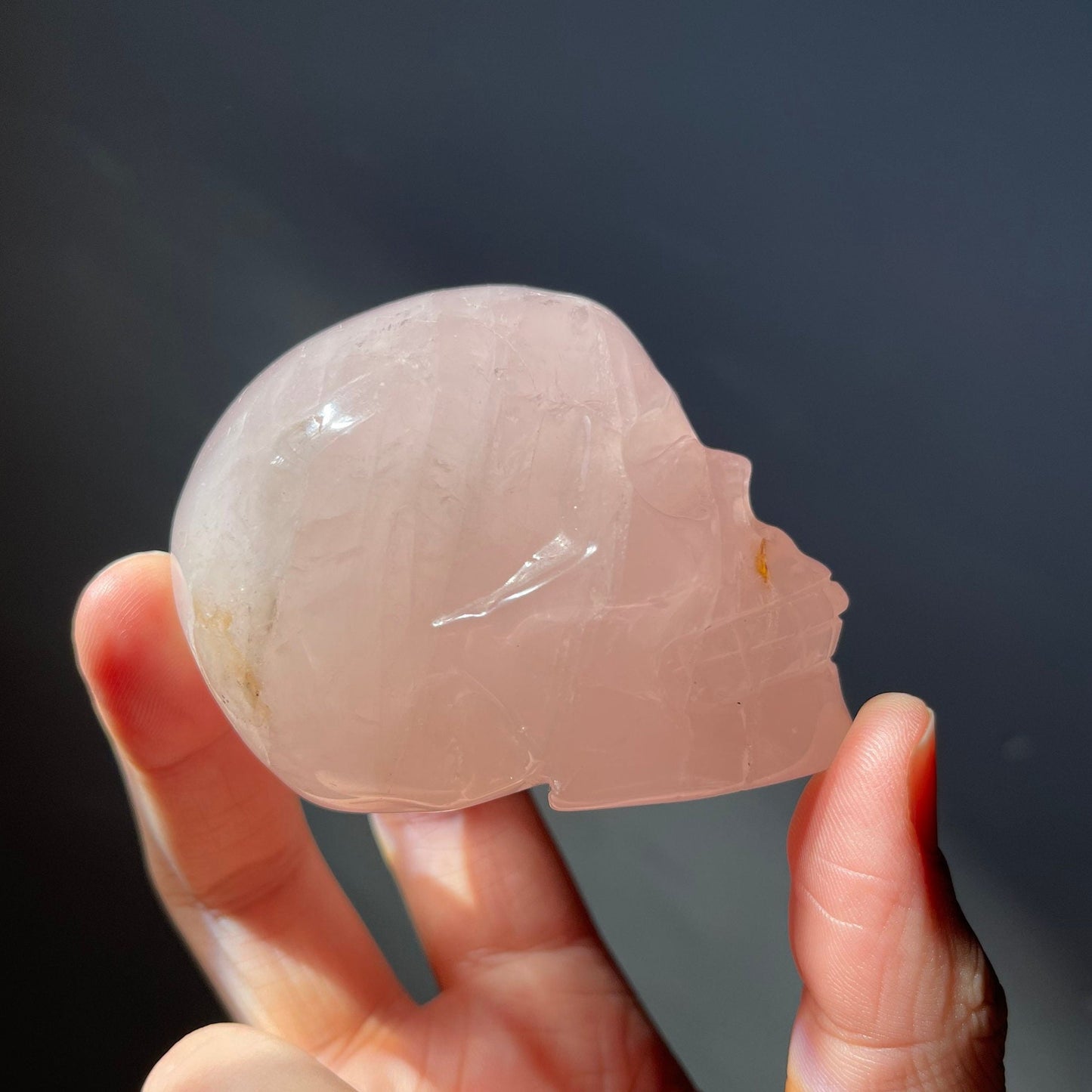 Beautiful Rose Quartz Crystal Skull | Star Flash | Rainbows | Hand Carved | From Madagascar | Meditation Crystal