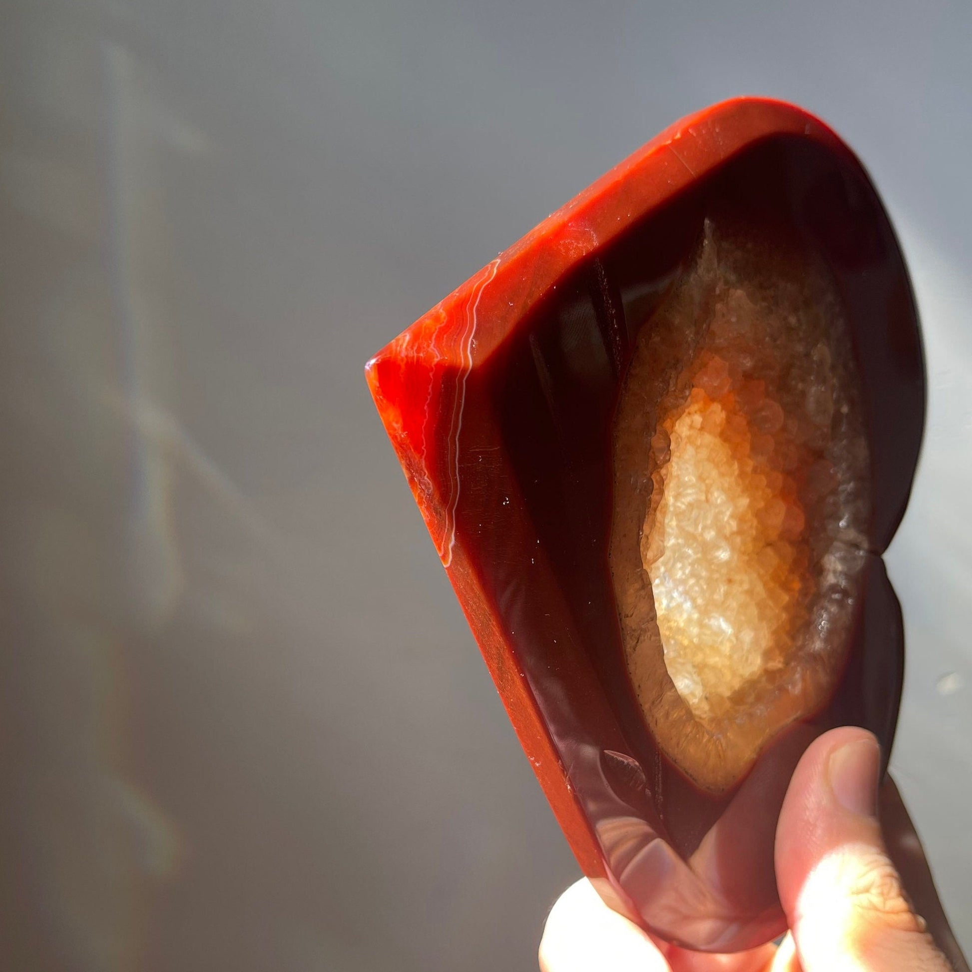 Large Red Carnelian Crystal Heart | Druzy | Hand Carved | Mediation & Healing Crystal