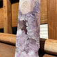 Stunning Pink Flower Agate Tower with Amethyst | Druzy | Hand Carved | One-of-a-kind