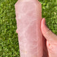 Large Rose Quartz Double Terminated Crystal Tower | Double Point | Hand Carved | Meditation & Healing Crystal Wand