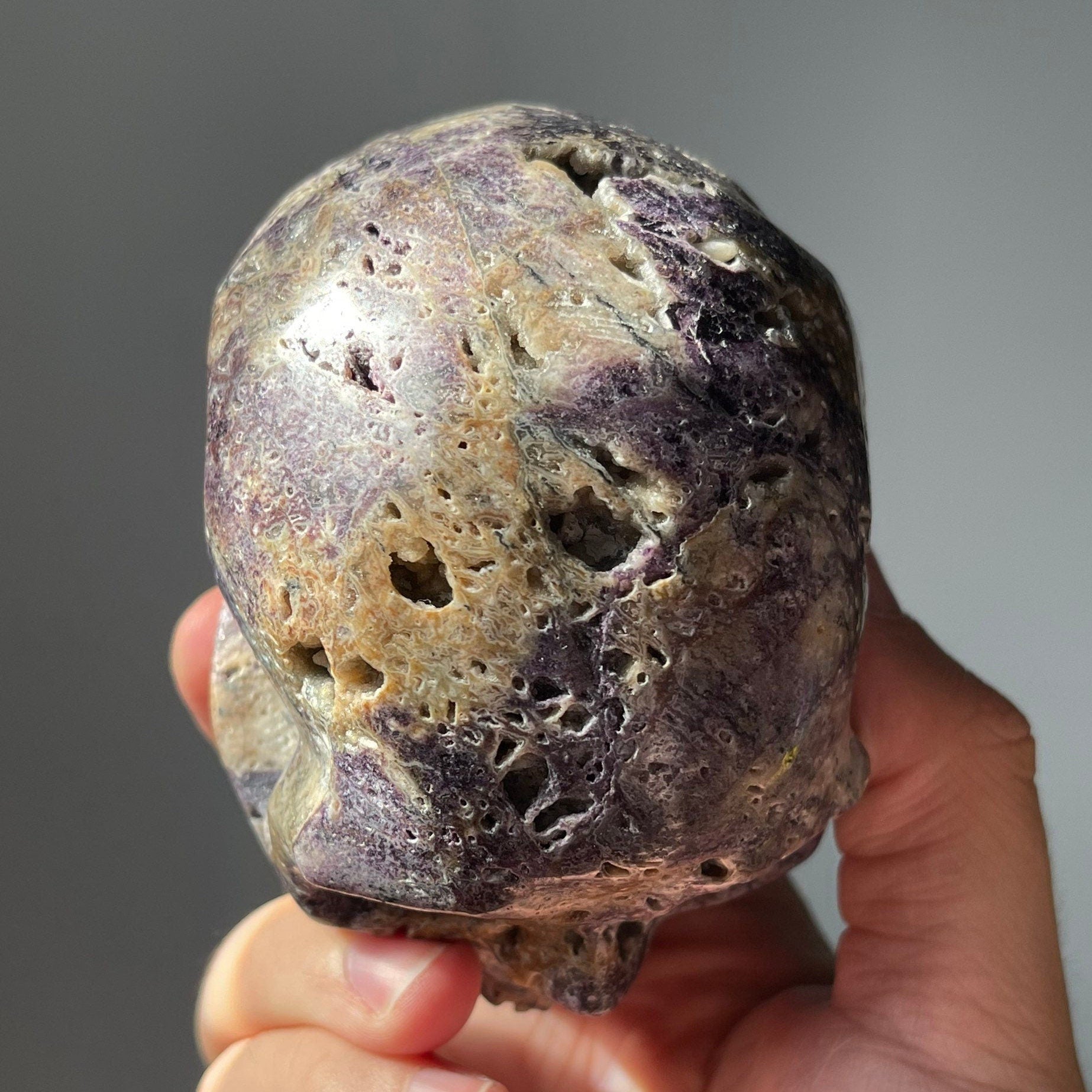 Beautiful Purple Sphalerite Crystal Skull | Hand Carved | Meditation Crystal