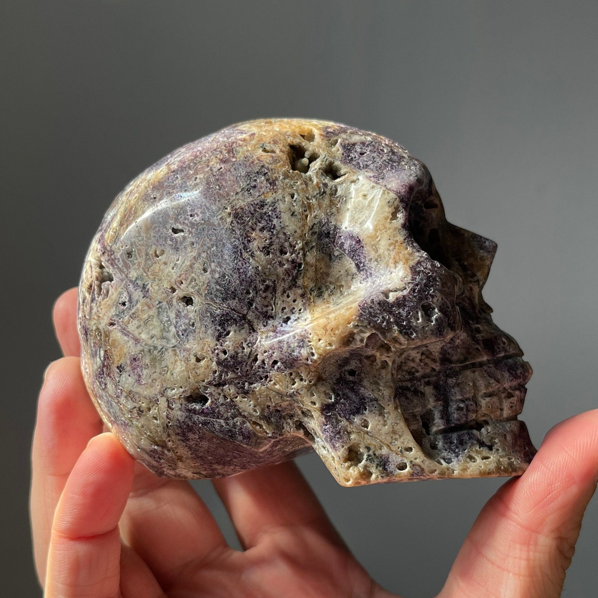 Beautiful Purple Sphalerite Crystal Skull | Hand Carved | Meditation Crystal