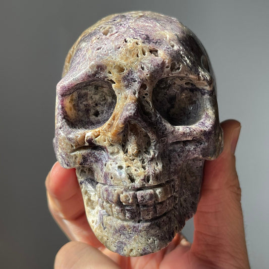 Beautiful Purple Sphalerite Crystal Skull | Hand Carved | Meditation Crystal