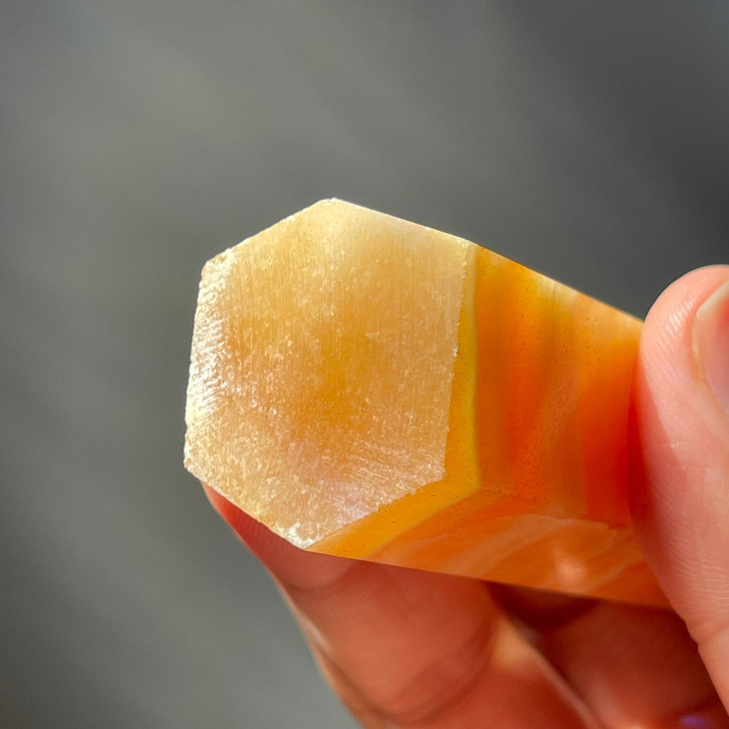 Tall Orange Calcite Crystal Tower | White Banding | Crystal Point | Crystal Healing & Meditation Wand