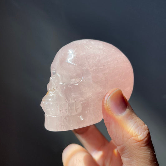 Beautiful Rose Quartz Crystal Skull | Star Flash | Rainbows | Hand Carved | From Madagascar | Meditation Crystal