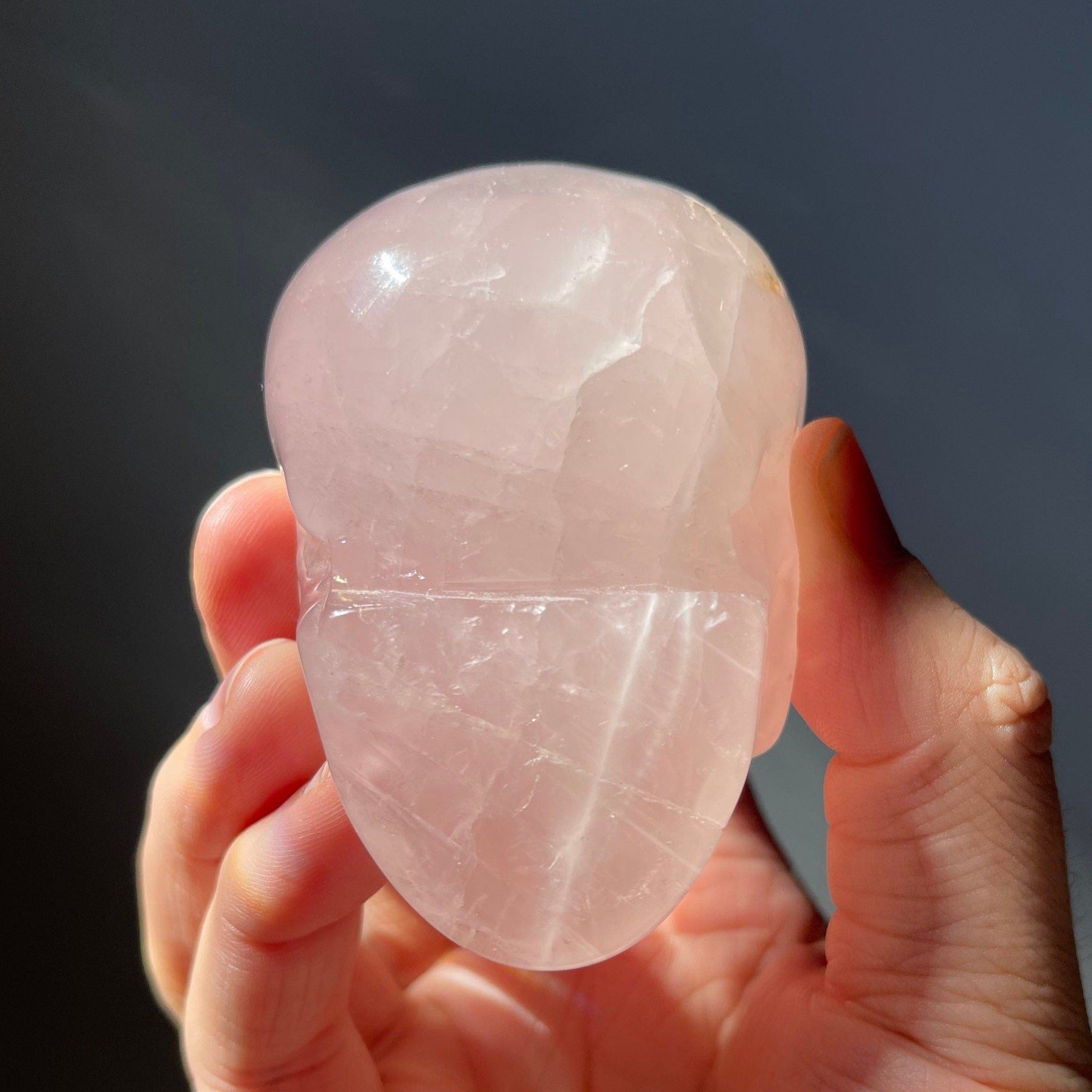 Beautiful Rose Quartz Crystal Skull | Star Flash | Rainbows | Hand Carved | From Madagascar | Meditation Crystal