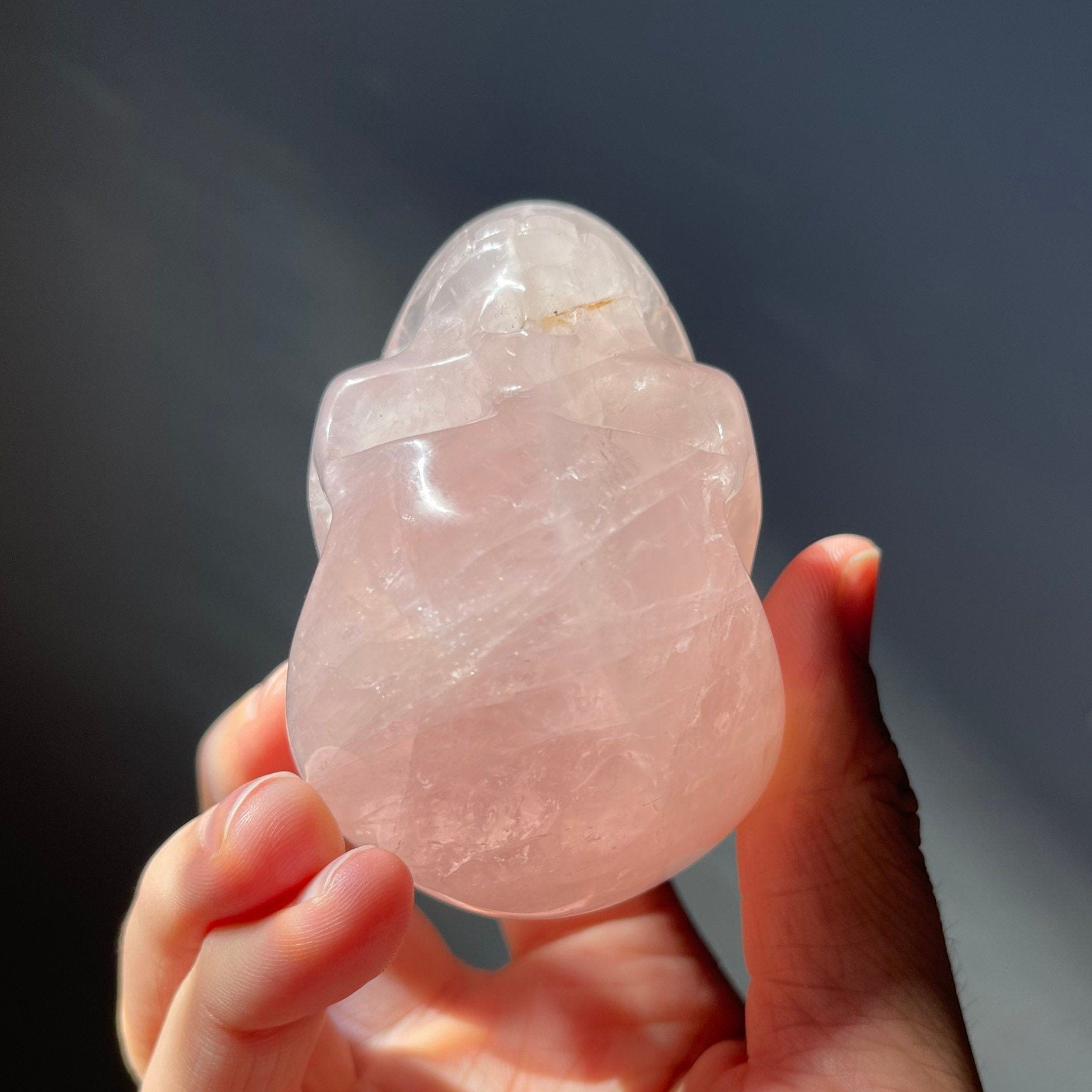 Beautiful Rose Quartz Crystal Skull | Star Flash | Rainbows | Hand Carved | From Madagascar | Meditation Crystal