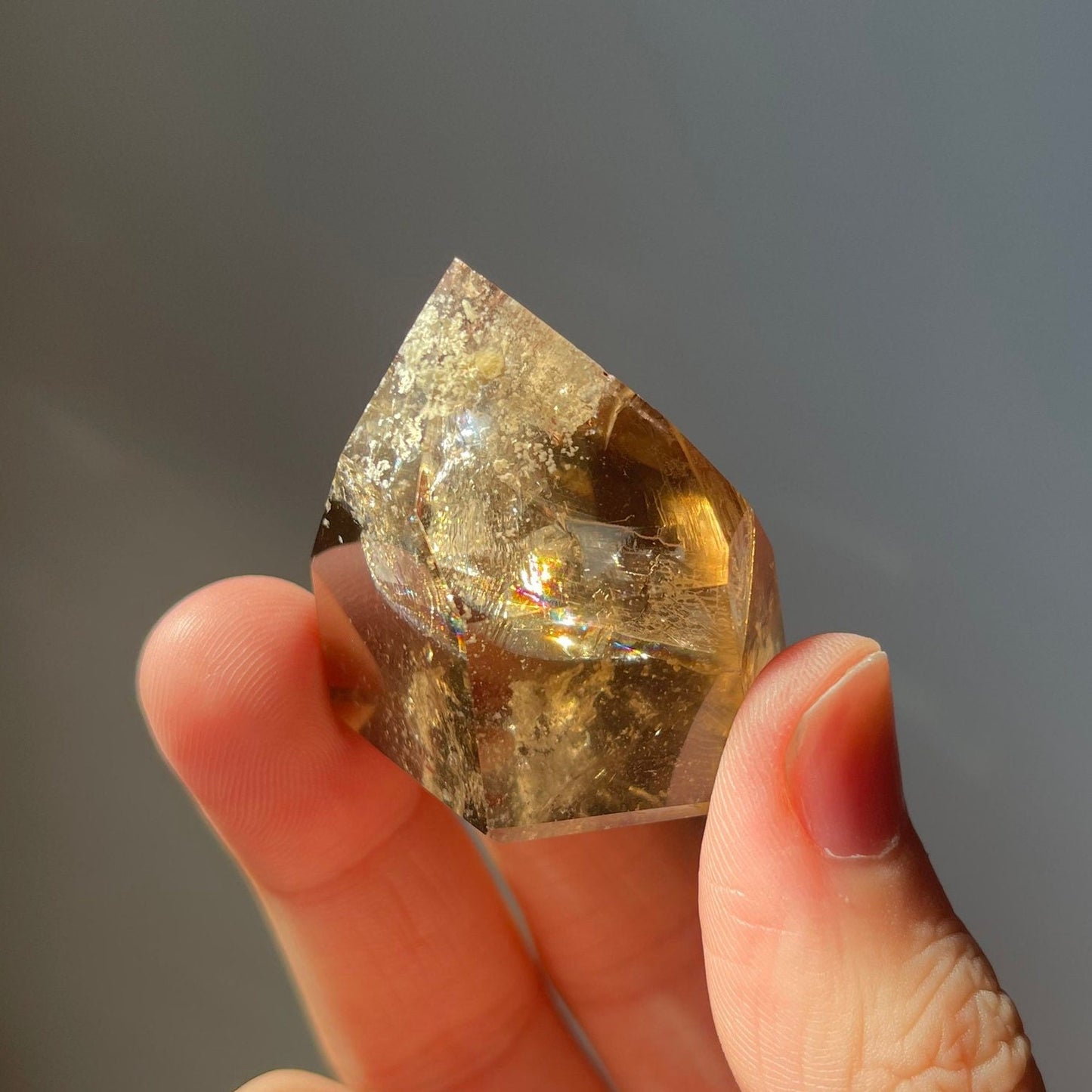 Genuine Citrine Point with Garden Quartz | From Brazil | Rainbows | Healing & Crystal Wand | Crystal Tower