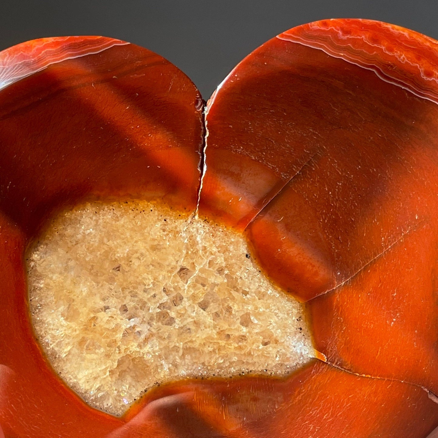 Large Red Carnelian Crystal Heart | Druzy | Hand Carved | Mediation & Healing Crystal