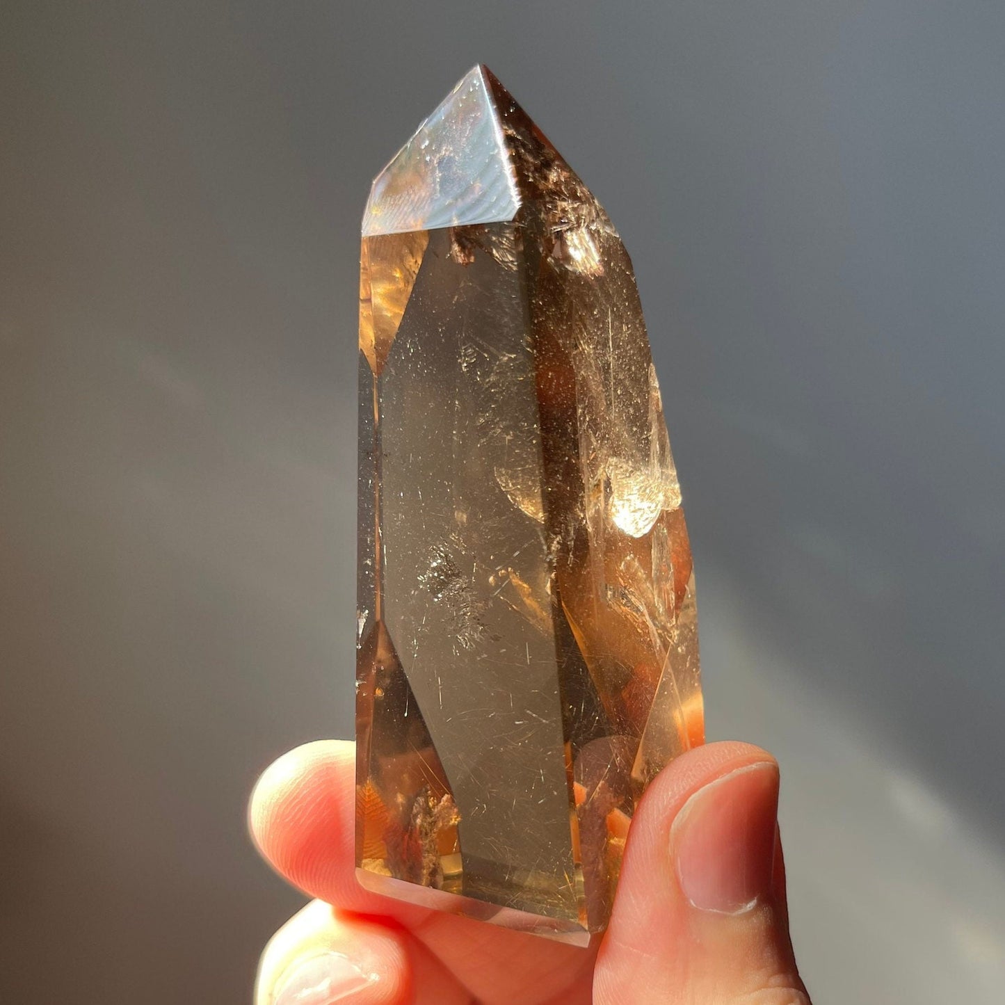 Genuine Smoky Citrine Tower with Garden Quartz | From Brazil | Rainbows | Crystal Wand | Healing & Crystal Point