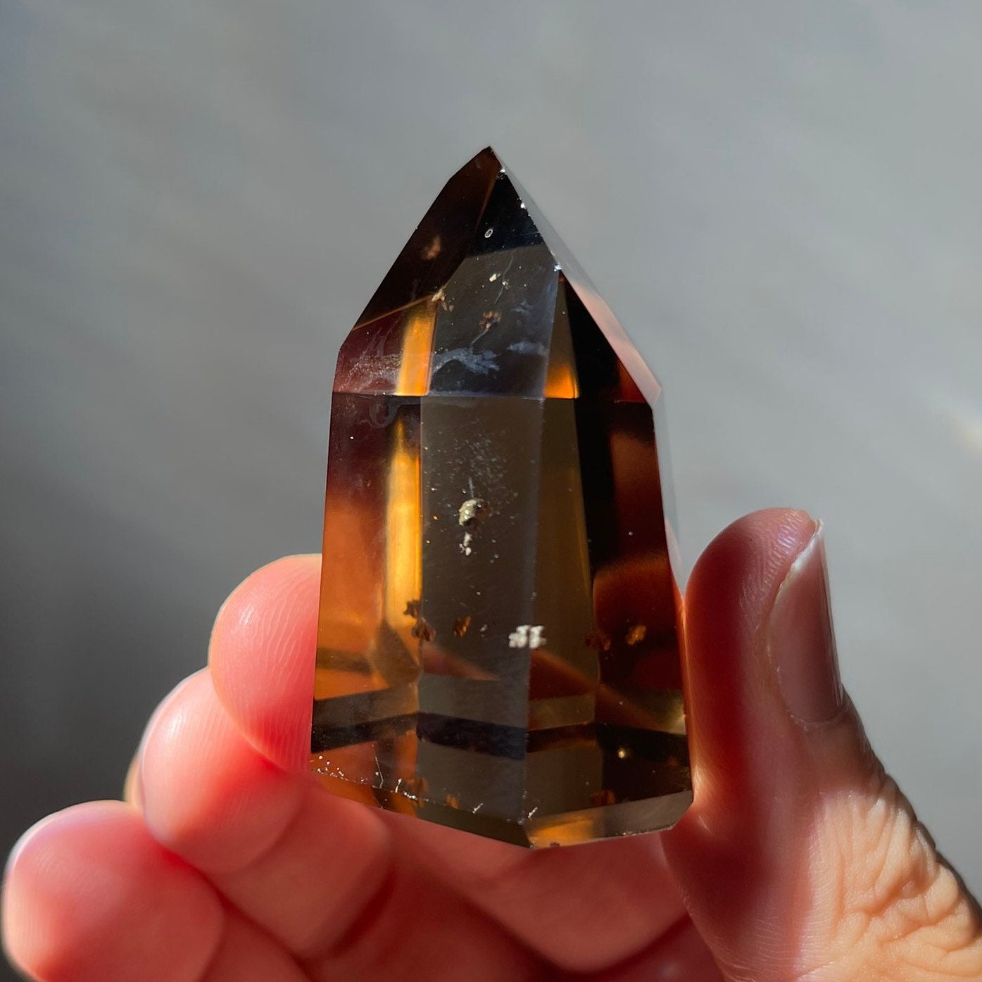 Genuine Smoky Citrine Point with Garden Quartz | Crystal Tower | From Brazil | Healing & Crystal Wand