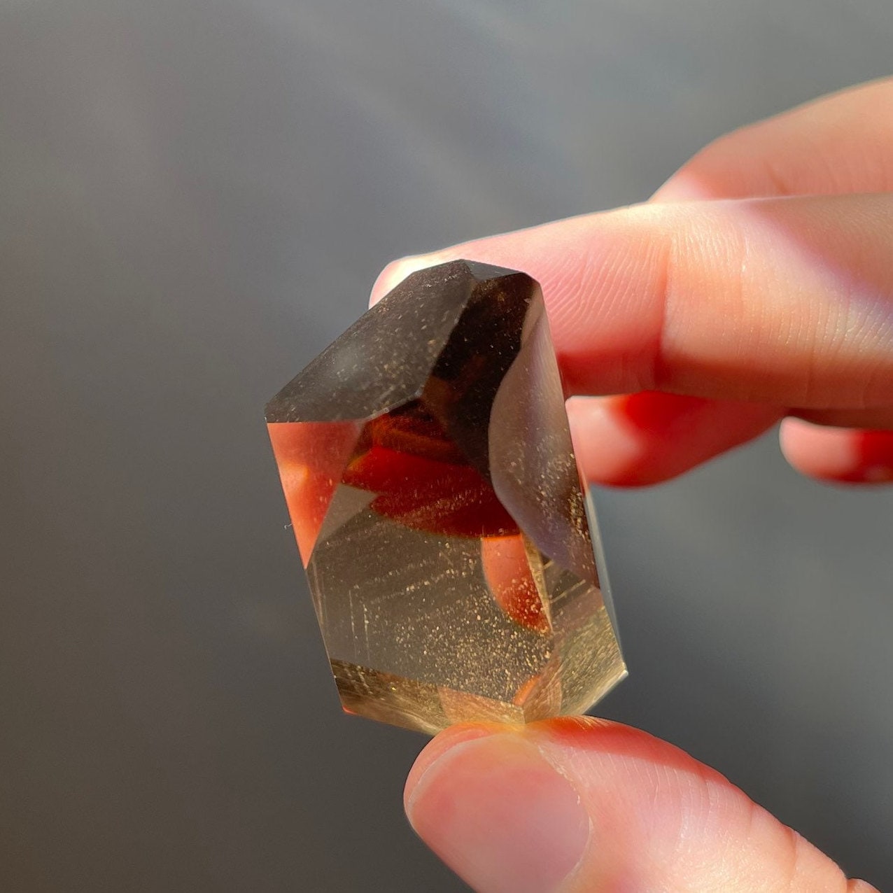 Genuine Smoky Citrine Point with Half Phantoms | Crystal Tower | From Brazil | Healing & Crystal Wand