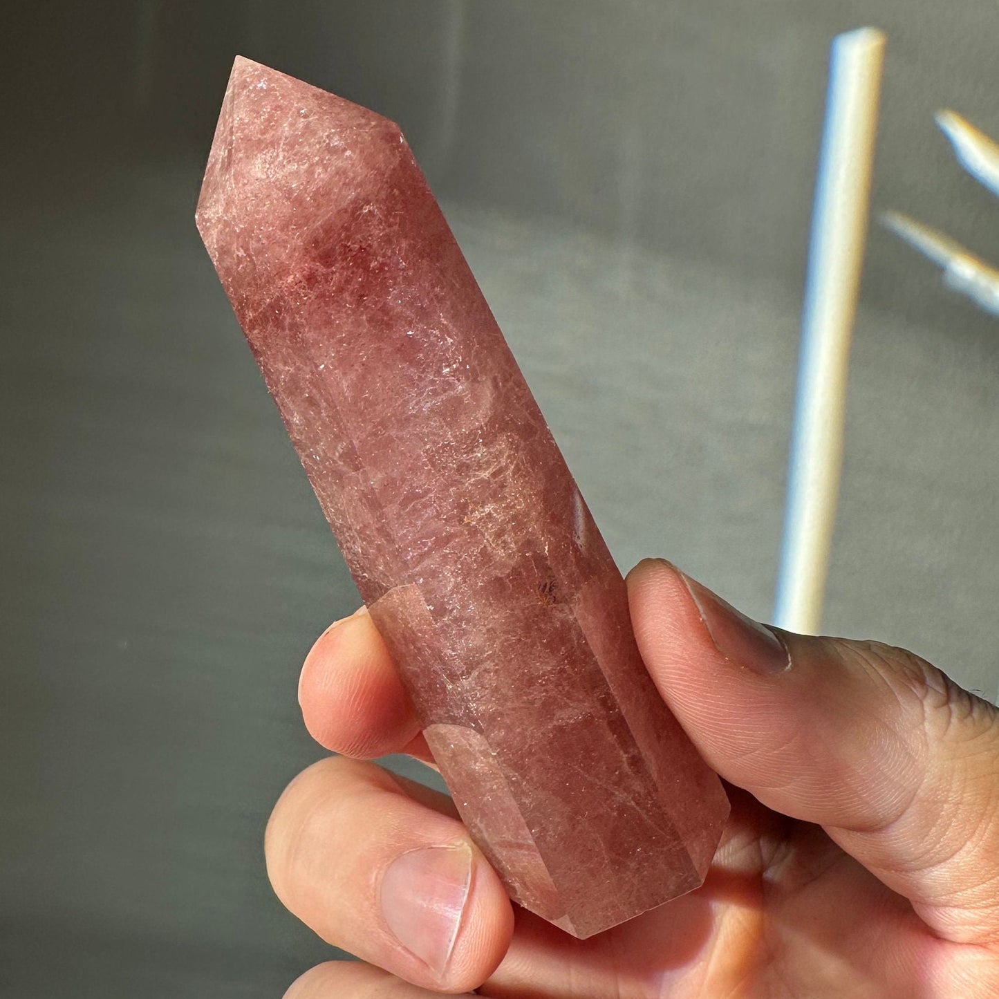 Natural Strawberry Quartz Tower | Crystal Point | Crystal Healing & Meditation Wand