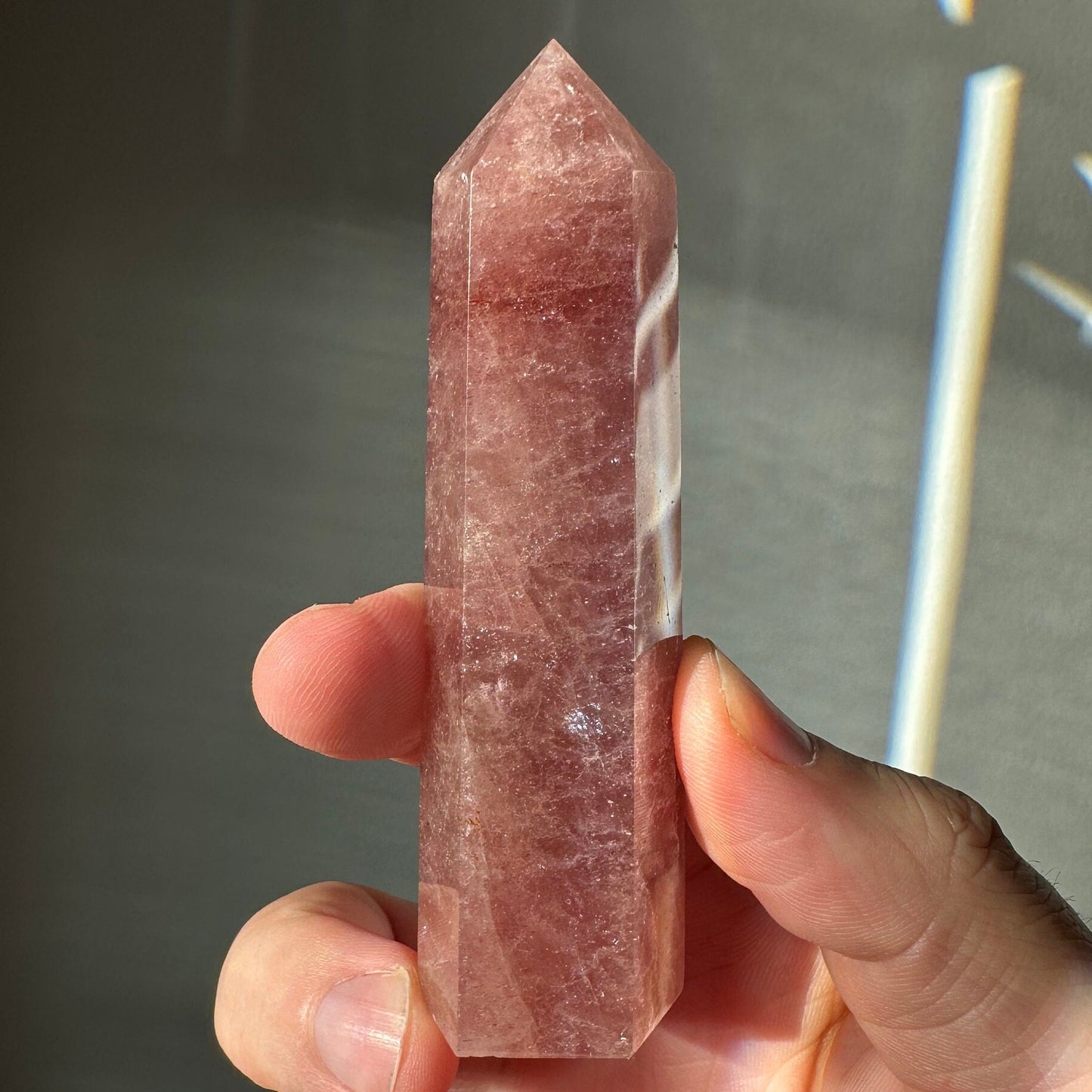 Natural Strawberry Quartz Tower | Crystal Point | Crystal Healing & Meditation Wand