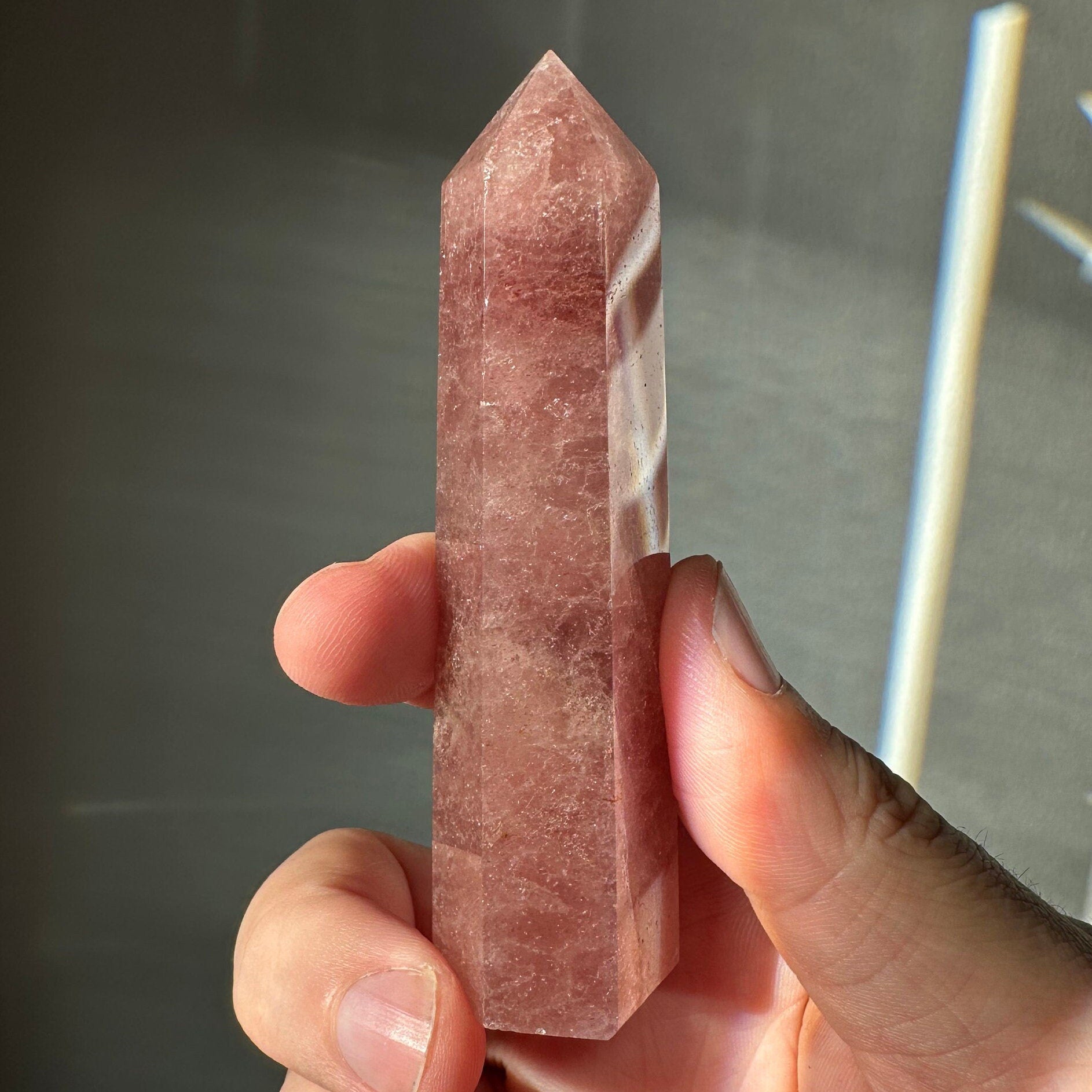 Natural Strawberry stone tower, Natural Strawberry crystal, Quartz fashion point, crystal tower large, Big crystal, Huge quartz tower,TA1102