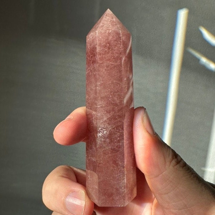 Natural Strawberry Quartz Tower | Crystal Point | Crystal Healing & Meditation Wand