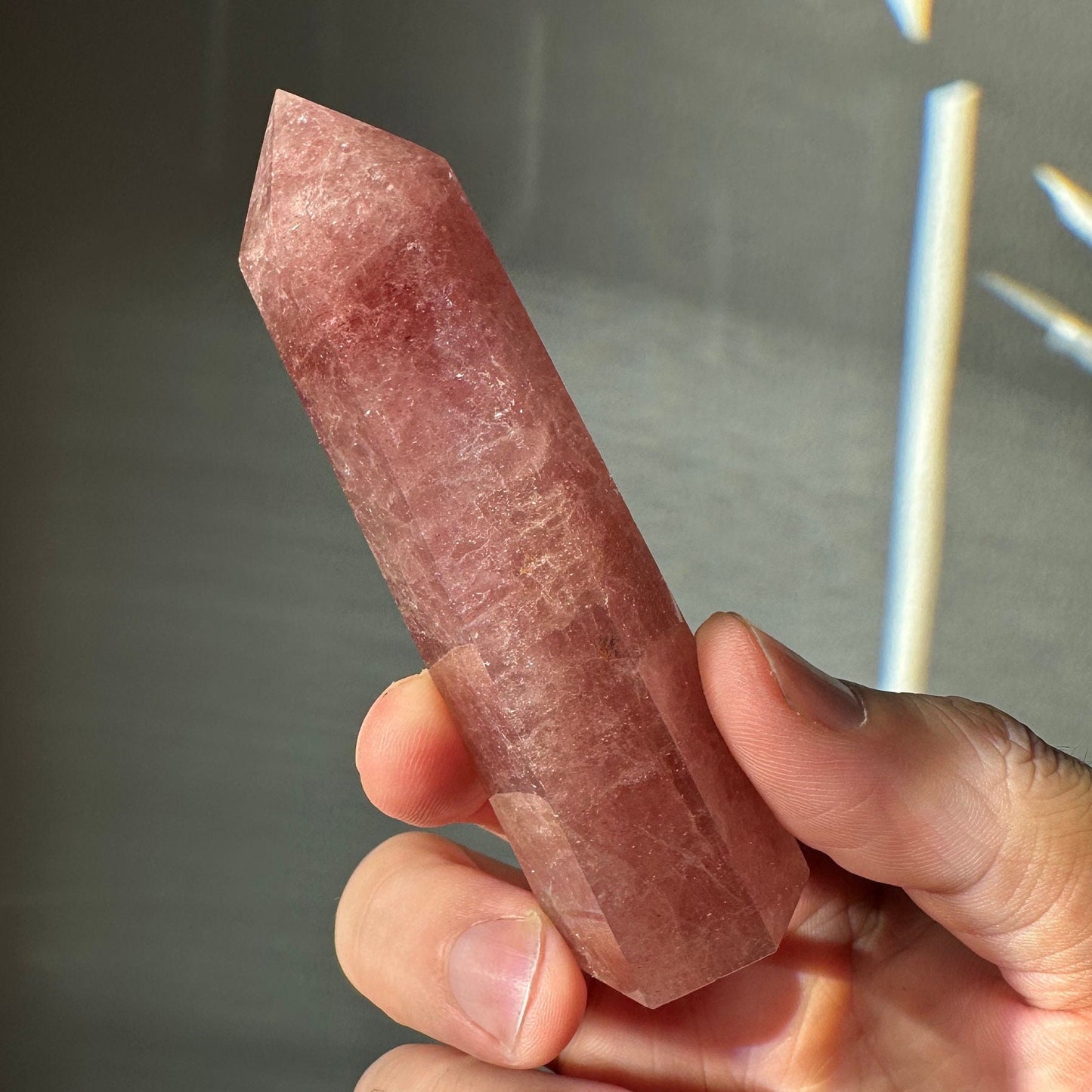 Natural Strawberry Quartz Tower | Crystal Point | Crystal Healing & Meditation Wand