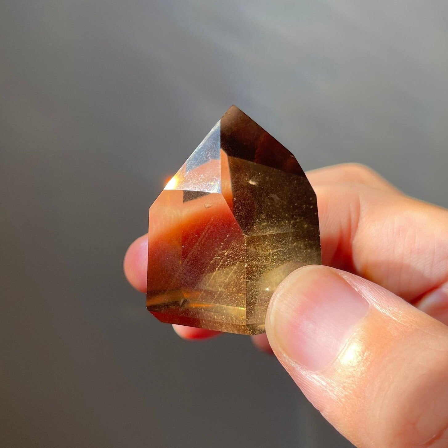 Genuine Smoky Citrine Point with Half Phantoms | Crystal Tower | From Brazil | Healing & Crystal Wand