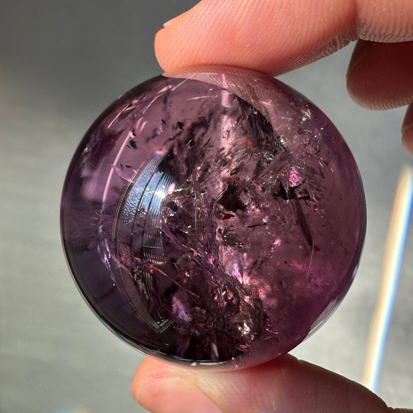 High Quality Mini Purple Amethyst Crystal Sphere | Many Strong Rainbows | AAA Crystal Ball | From Brazil | Meditation & Crystal Healing