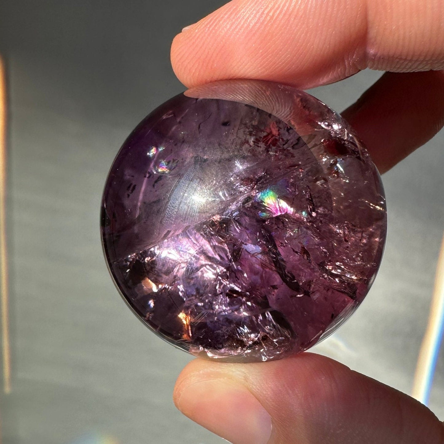 High Quality Mini Purple Amethyst Crystal Sphere | Many Strong Rainbows | AAA Crystal Ball | From Brazil | Meditation & Crystal Healing