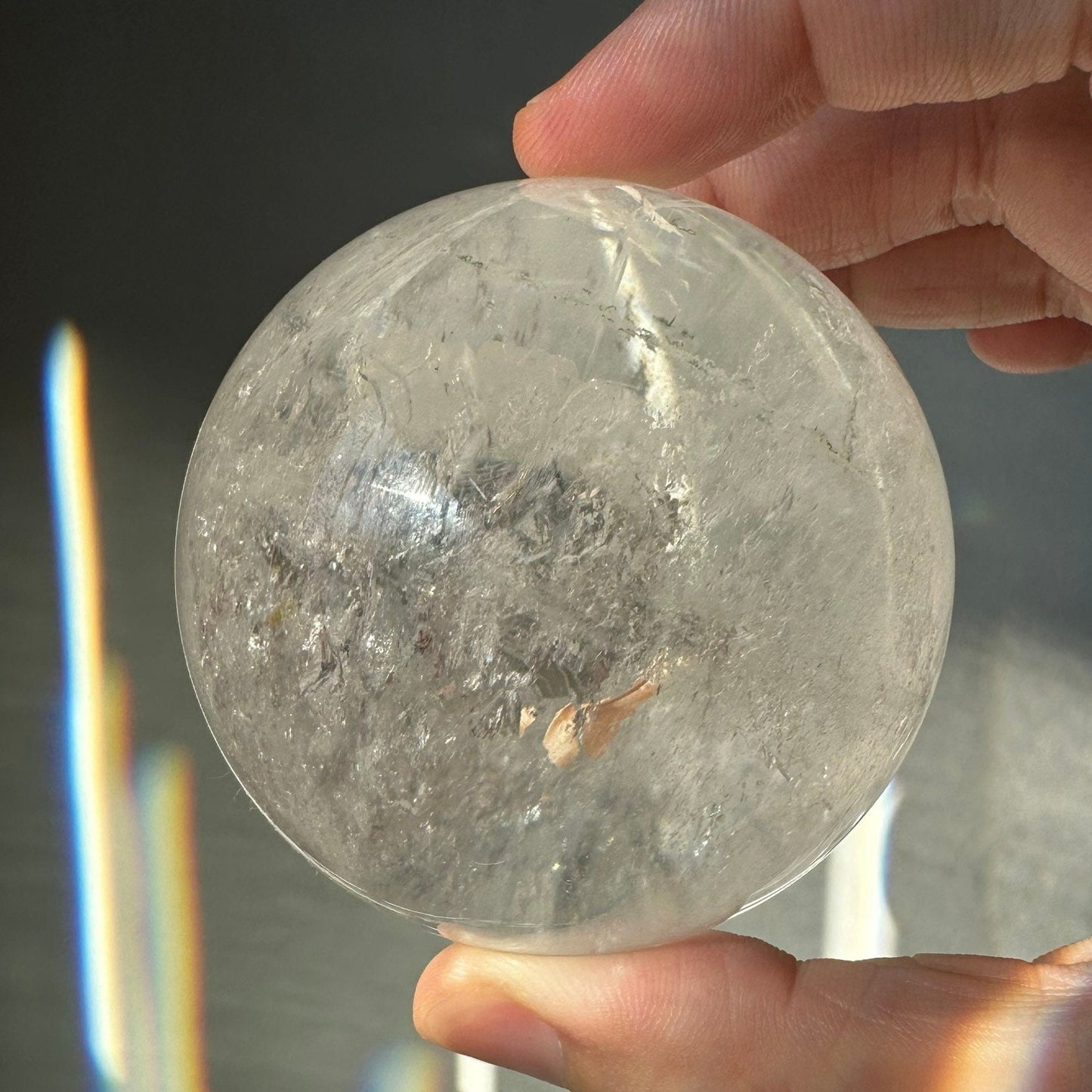 Gorgeous Clear Quartz Sphere with Strong Rainbows | Super Flash | Crystal Ball | Meditation & Crystal Healing