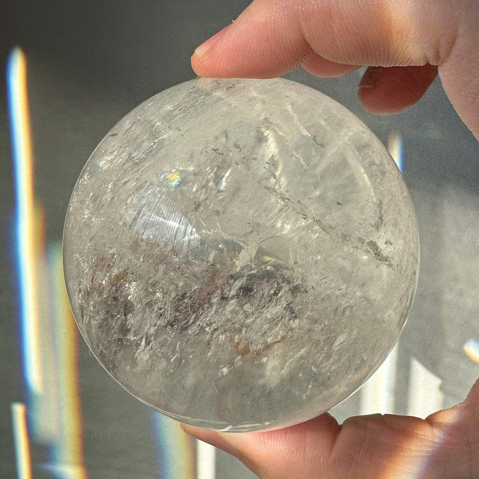 Gorgeous Clear Quartz Sphere with Strong Rainbows | Super Flash | Crystal Ball | Meditation & Crystal Healing