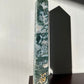 XL Moss Agate Crystal Tower with Druzy | Extra Large Hand Carved Point | Meditation & Healing Crystal Wand
