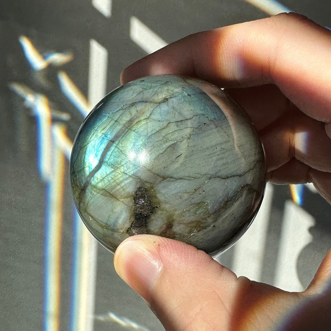 Labradorite Crystal Sphere | Natural Lab | Super Flashy Crystal Ball | Hand Carved | Meditation & Crystal Healing