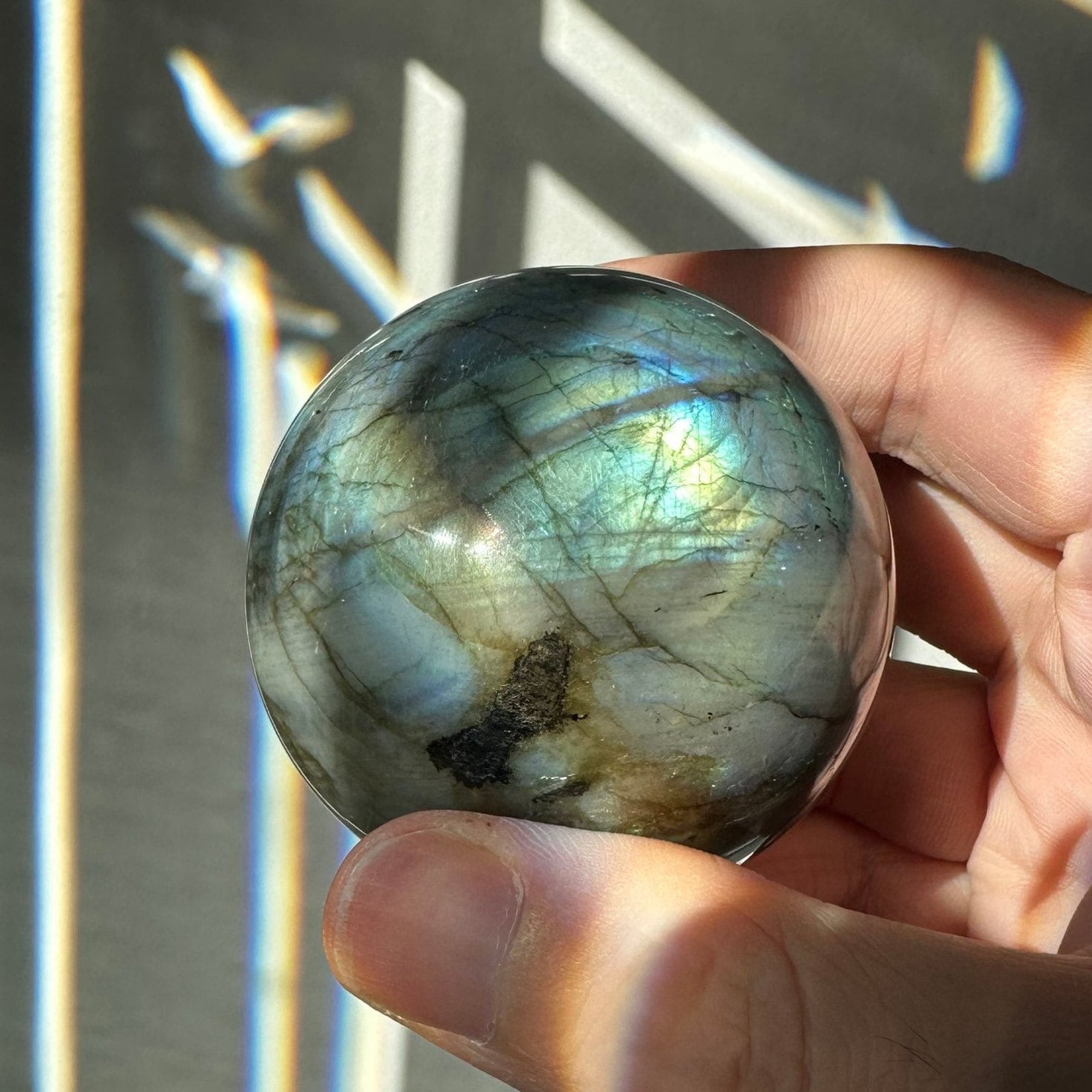 Labradorite Crystal Sphere | Natural Lab | Super Flashy Crystal Ball | Hand Carved | Meditation & Crystal Healing