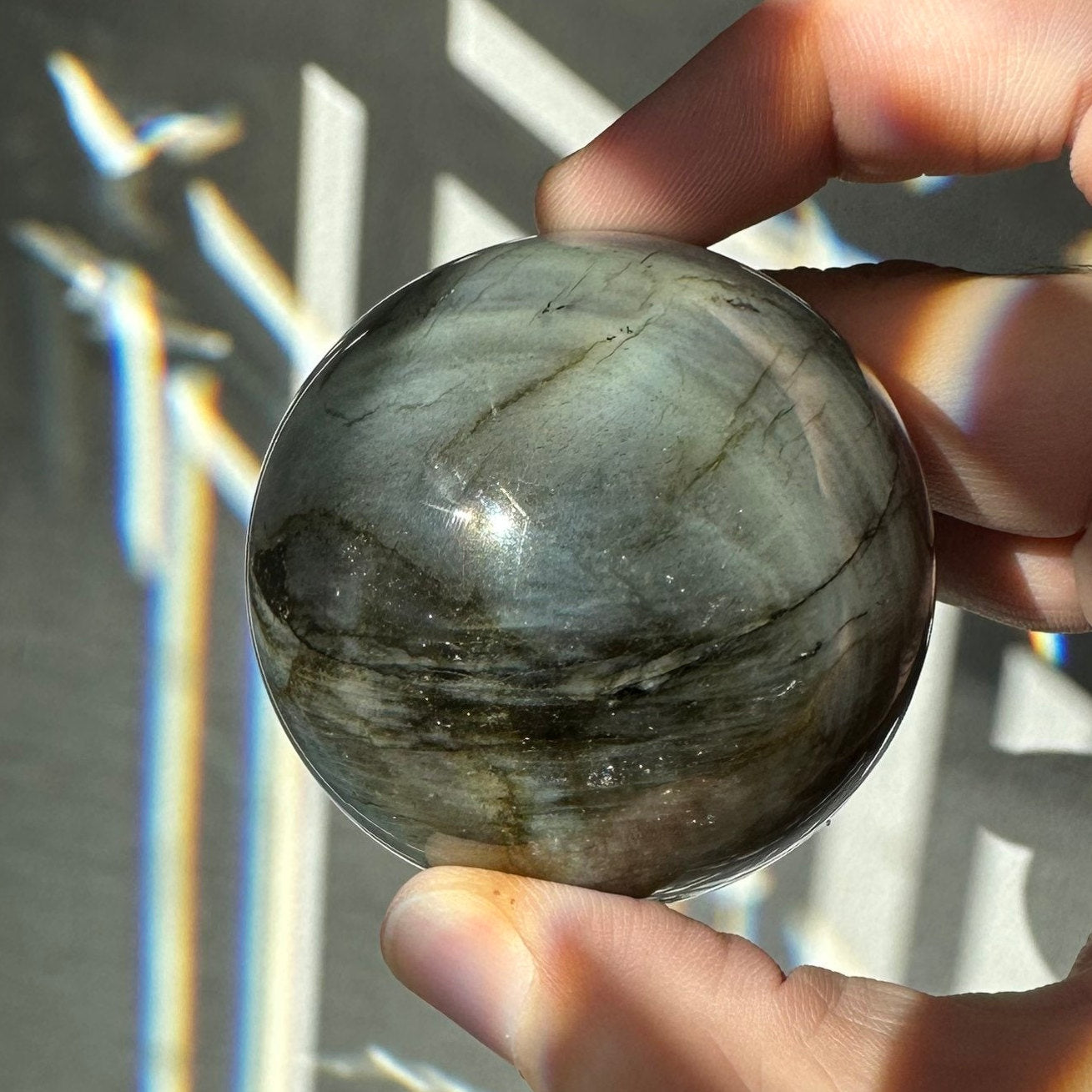 Labradorite Crystal Sphere | Natural Lab | Super Flashy Crystal Ball | Hand Carved | Meditation & Crystal Healing