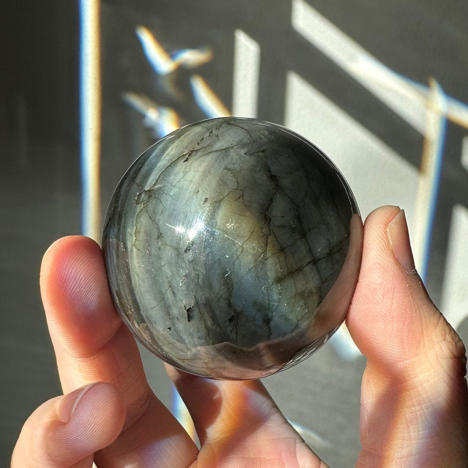 Labradorite Crystal Sphere | Natural Lab | Super Flashy Crystal Ball | Hand Carved | Meditation & Crystal Healing