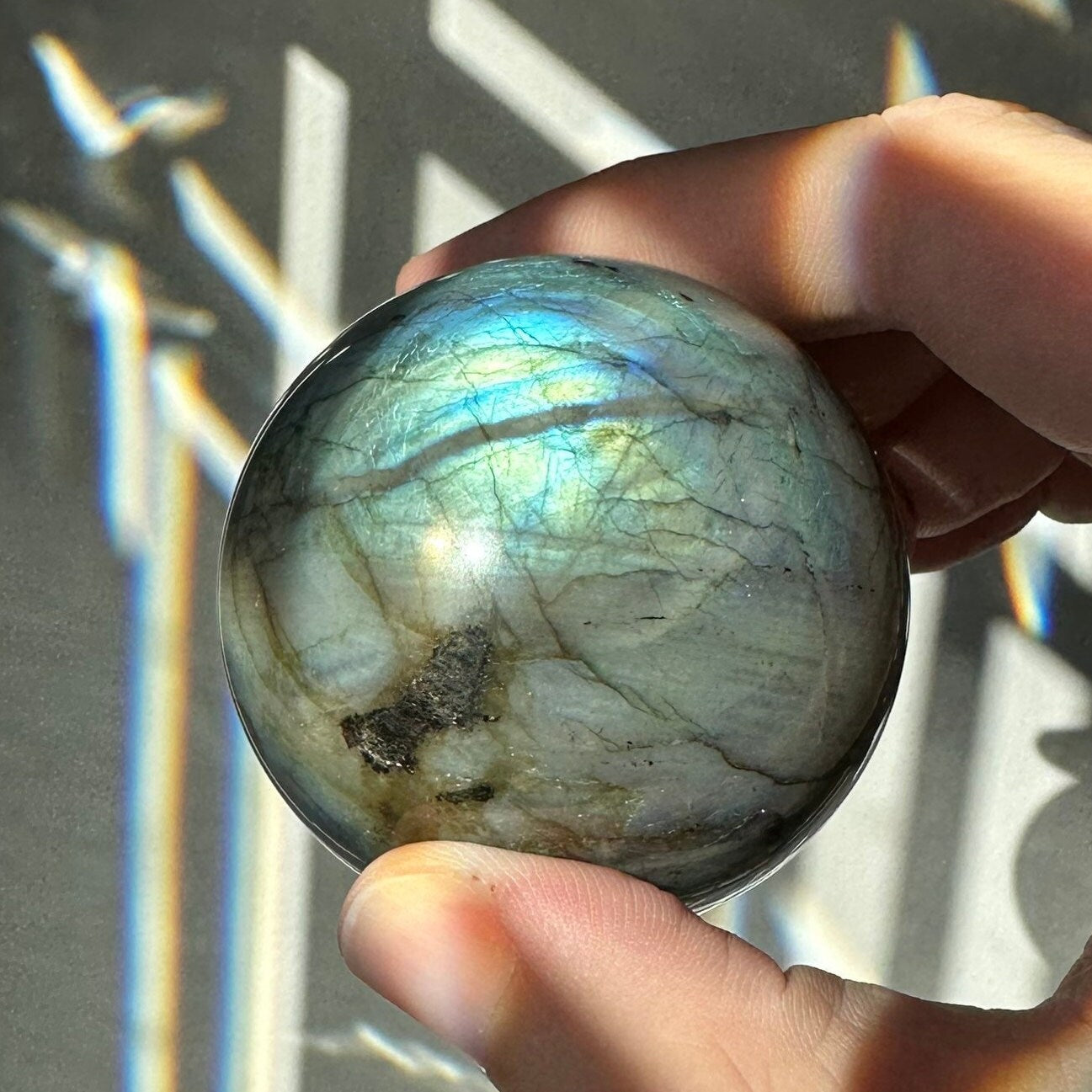 Labradorite Crystal Sphere | Natural Lab | Super Flashy Crystal Ball | Hand Carved | Meditation & Crystal Healing